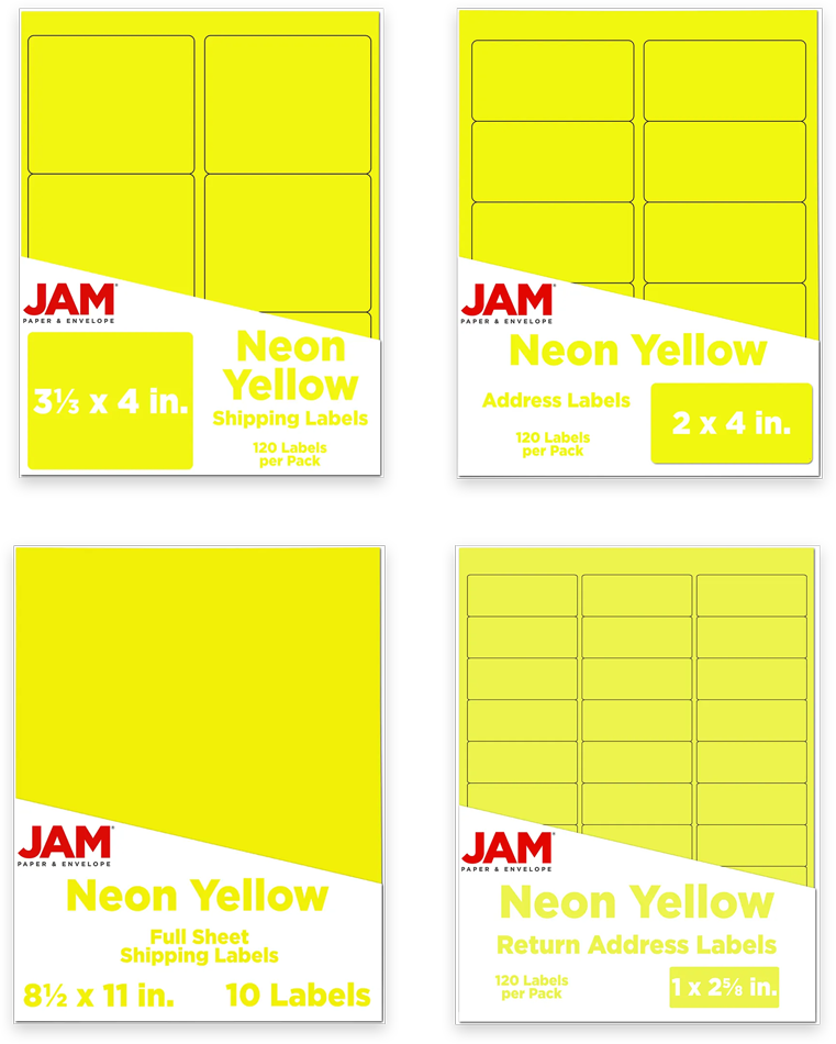 Neon Yellow Assorted Size Labels Combo Set - 4 Packs (370 Total)