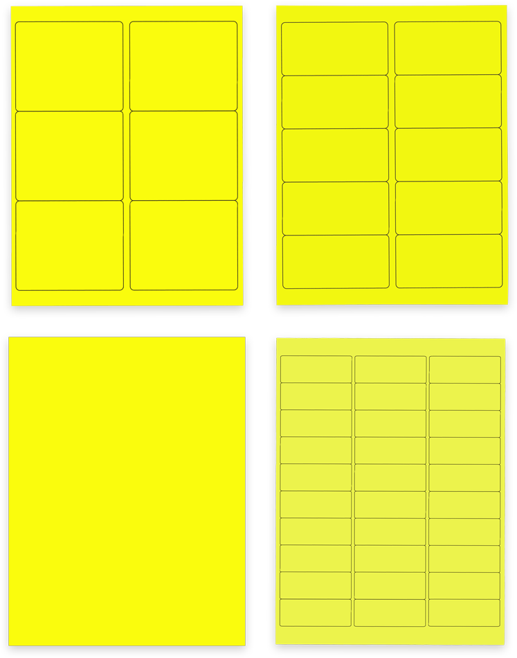 Neon Yellow Assorted Size Labels Combo Set - 4 Packs (370 Total)