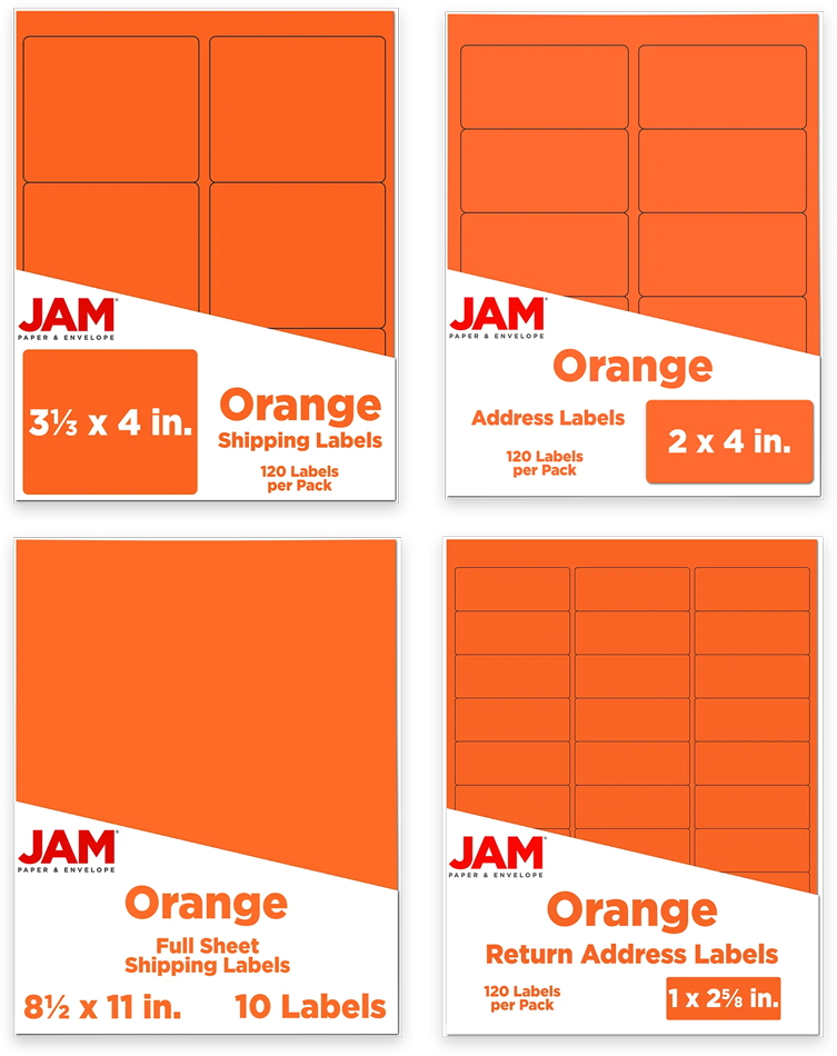 Orange Assorted Size Labels Combo Set - 4 Packs (370 Total)