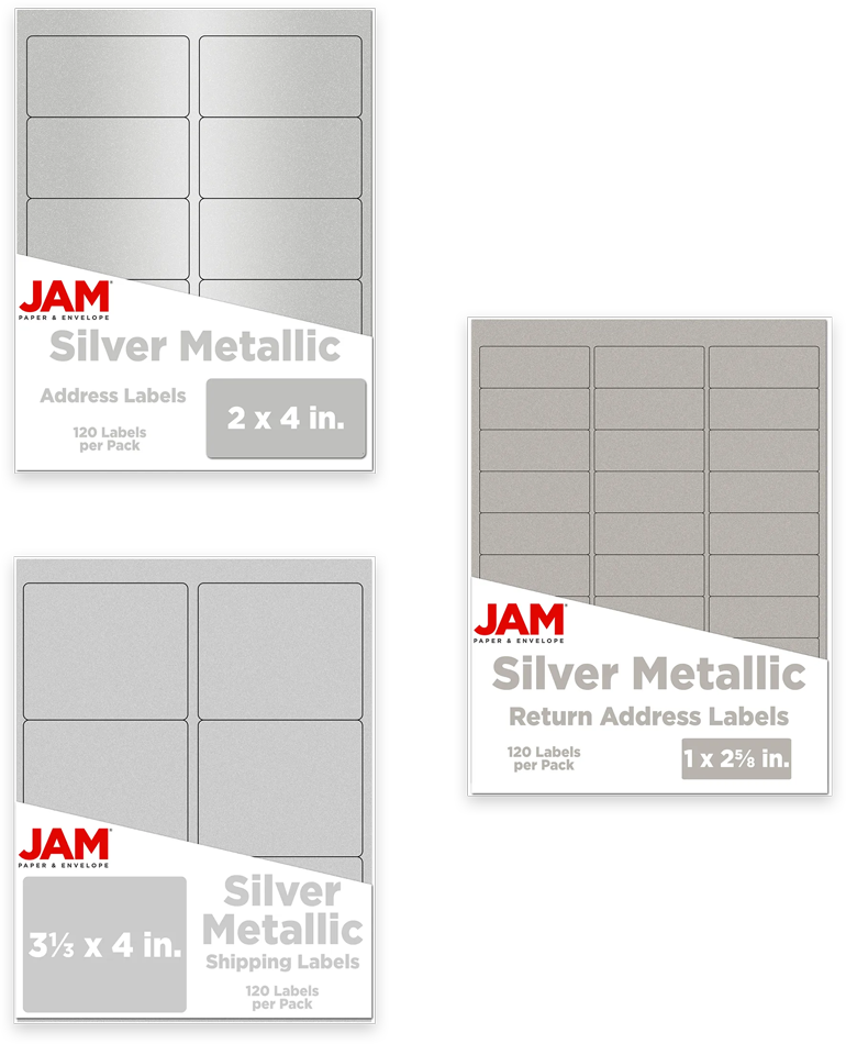 Silver Metallic Assorted Size Labels Combo Set - 3 Packs (360 Total)