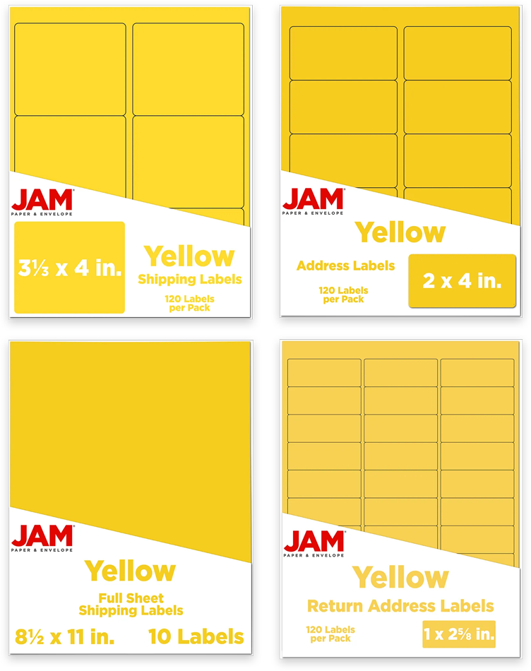 Yellow Assorted Size Labels Combo Set - 4 Packs (370 Total)