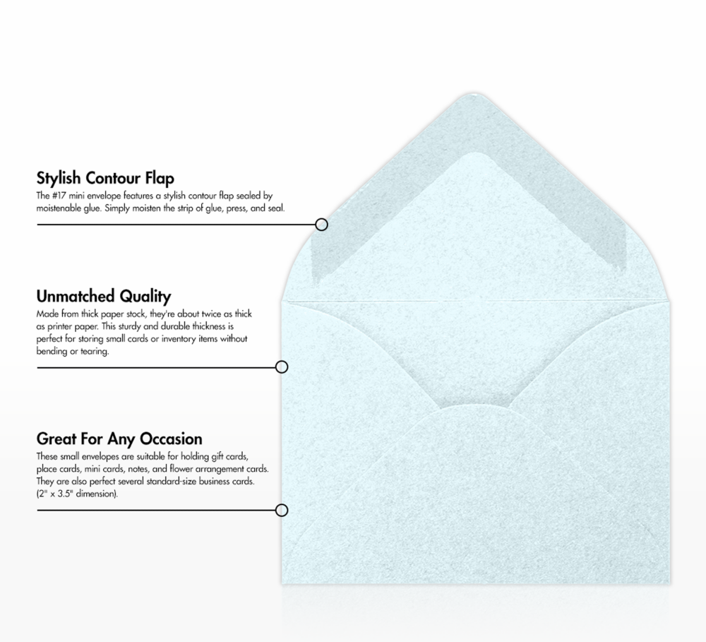 Aquamarine Blue Metallic 32lb #17 Mini Envelopes (2 11/16 x 3 11/16)