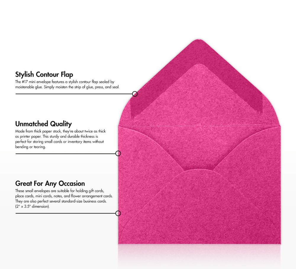 Azalea Fuchsia 32lb #17 Mini Envelopes (2 11/16 x 3 11/16)