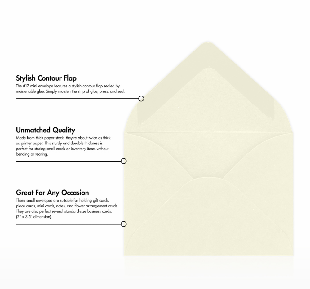 Natural 28lb Cougar #17 Mini Premium Envelopes (2 11/16 x 3 11/16)