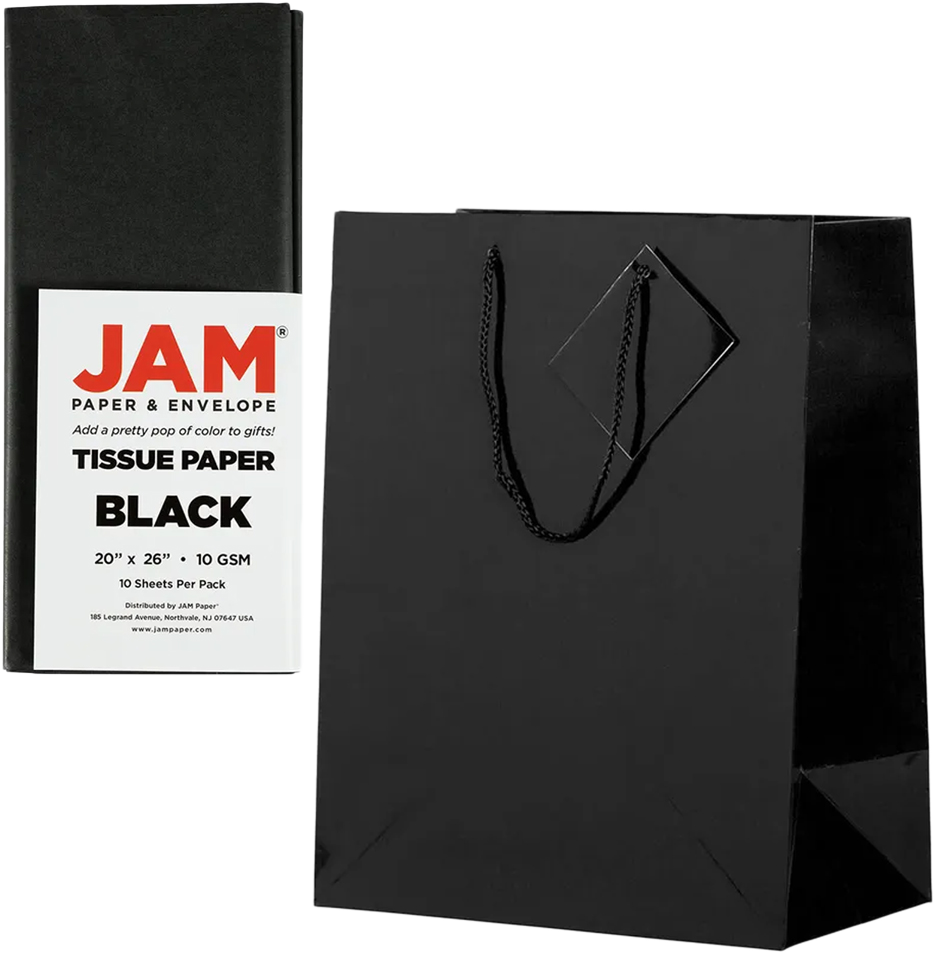 Black Large Glossy Gift Bags (10 x 13 x 5) (3 Pack) with Tissue Paper (10 Pack)