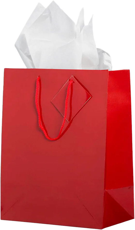 Red /White Large Glossy Gift Bags (10 x 13 x 5) (3 Pack) with Tissue Paper (10 Pack)