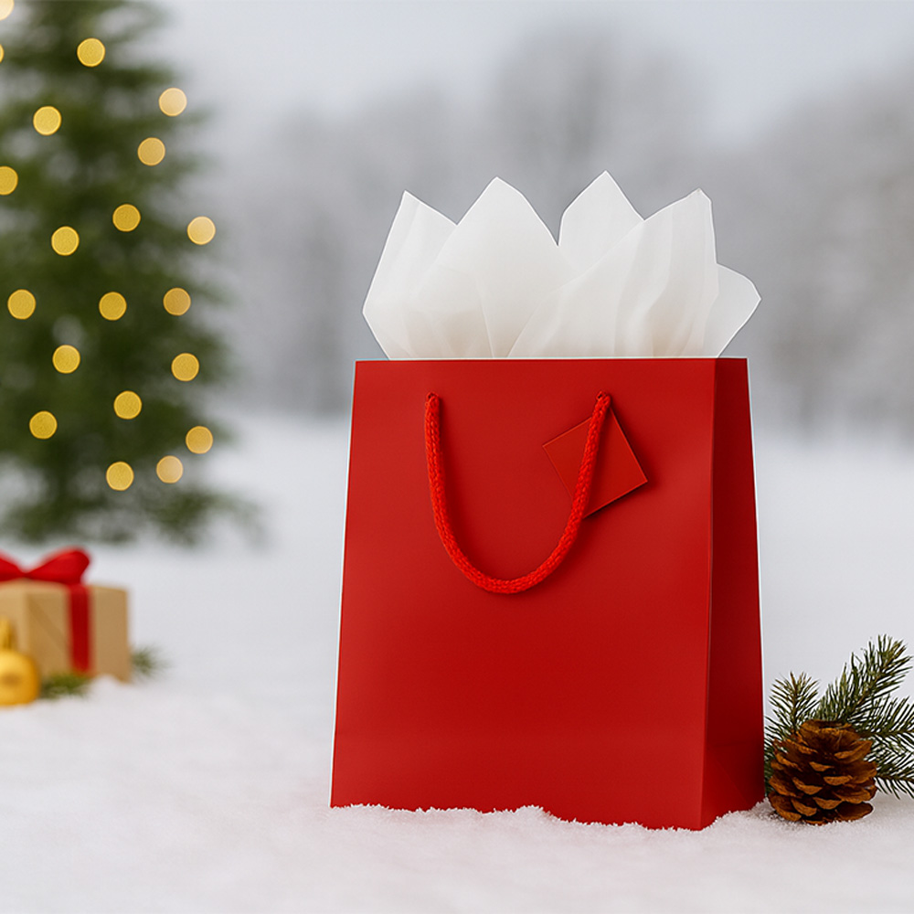 Red /White Large Glossy Gift Bags (10 x 13 x 5) (3 Pack) with Tissue Paper (10 Pack)