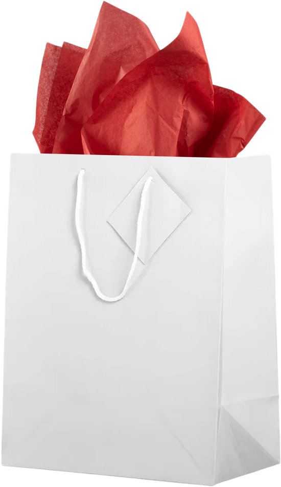 White/Red Large Glossy Gift Bags (10 x 13 x 5) (3 Pack) with Tissue Paper (10 Pack)