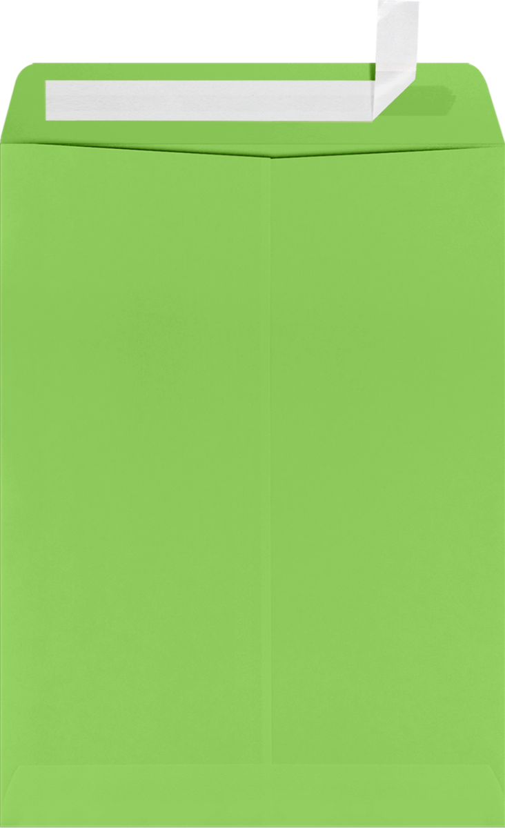 Lime Green 32lb 9 x 12 Open End Window Envelopes with Peel & Seal