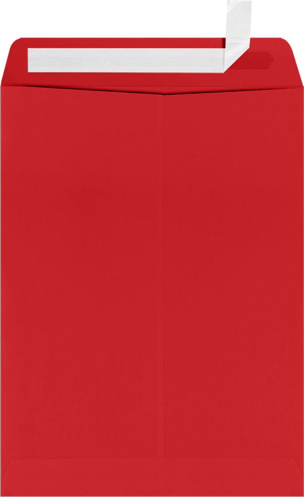 Red 32lb 9 x 12 Open End Window Envelopes with Peel & Seal