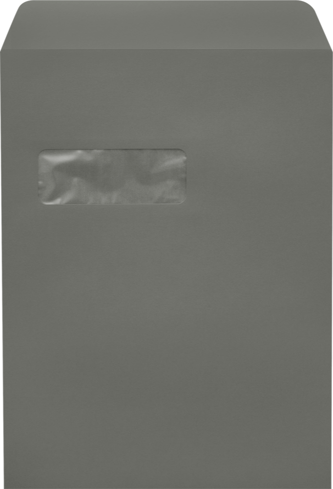 Dark Smoke Gray 32lb 9 x 12 Open End Window Envelopes with Peel & Seal