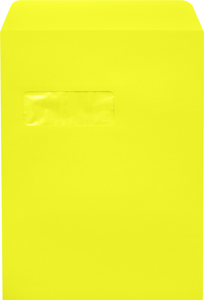 Citrus Yellow 32lb 9 x 12 Open End Window Envelopes with Peel & Seal