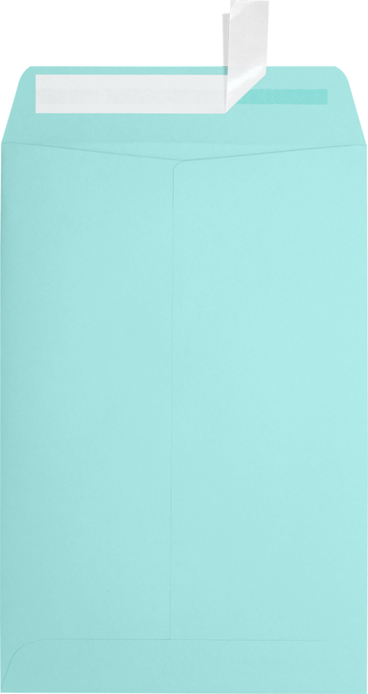 Seafoam Aqua Blue 32lb 6 x 9 Open End Envelopes with Peel & Seal