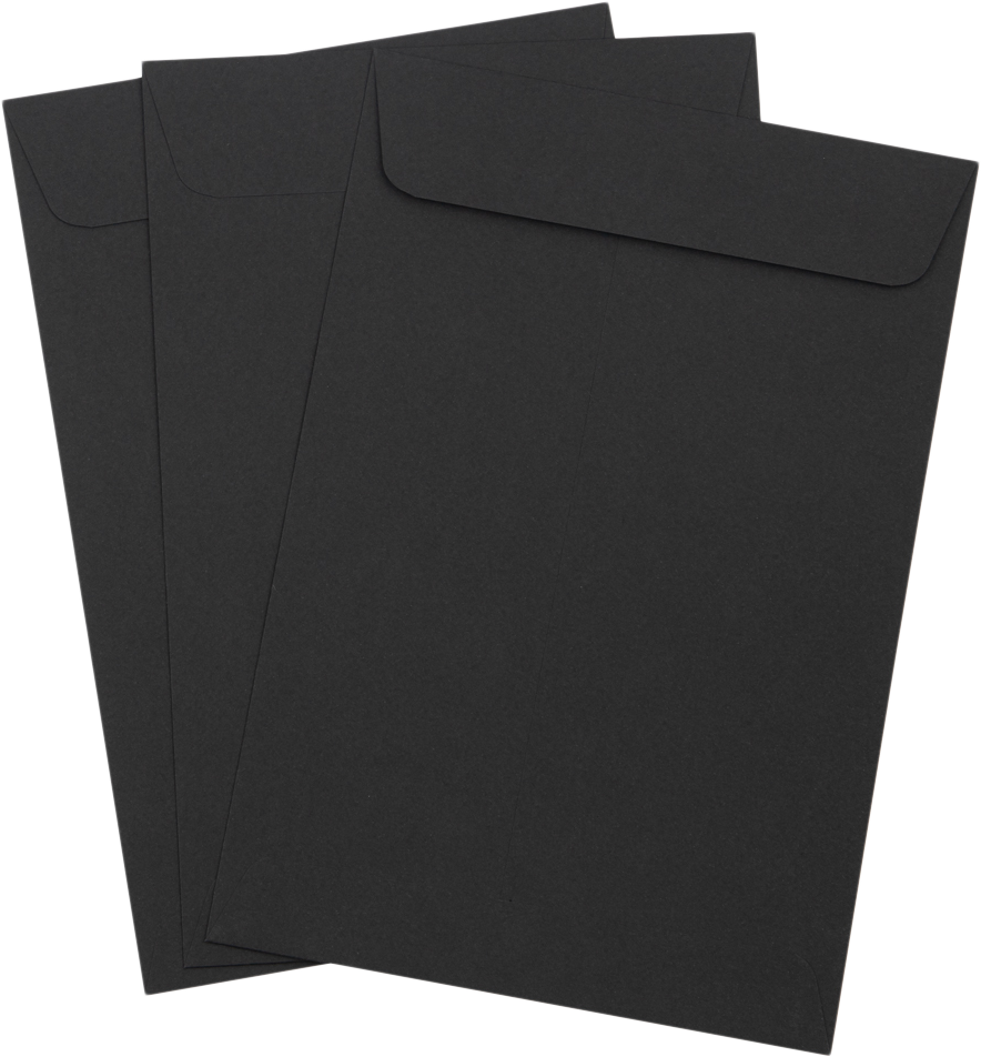 Smooth Midnight Black 32lb 6 1/2 x 9 1/2 Open End Envelopes with Peel & Seal