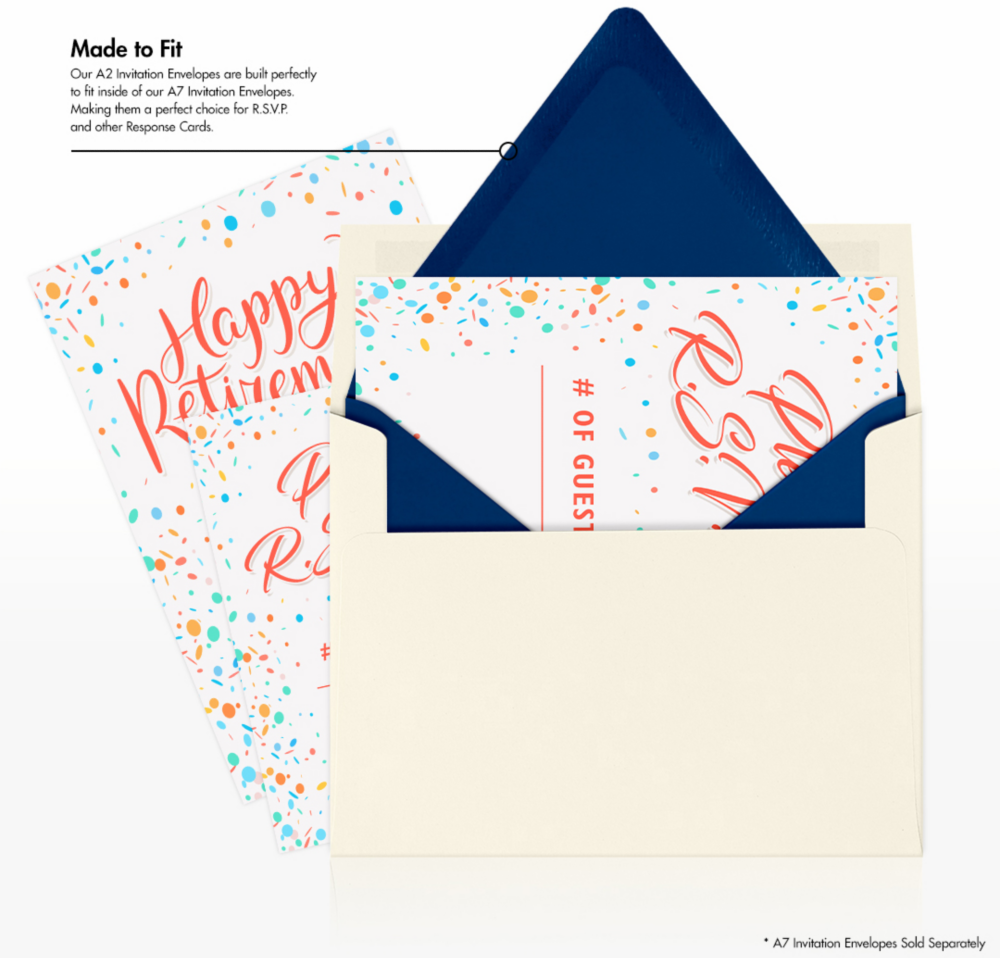 Navy Blue 32lb A2 Contour Flap Envelopes (4 3/8 x 5 3/4)