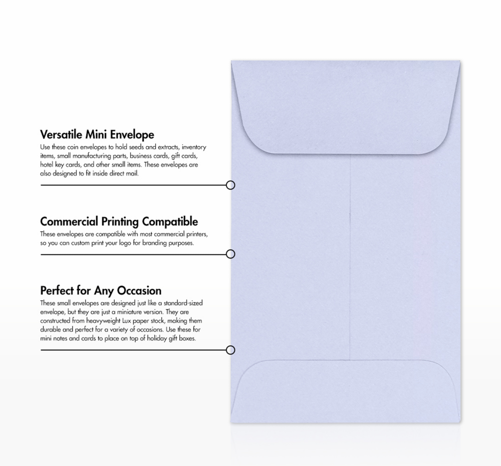 Light Purple Lilac 32lb #1 Coin Envelopes (2 1/4 x 3 1/2)