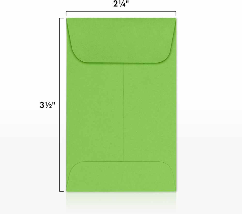 Lime Green 32lb #1 Coin Envelopes (2 1/4 x 3 1/2)