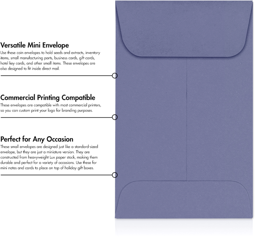 Wisteria Purple 32lb #1 Coin Envelopes (2 1/4 x 3 1/2)