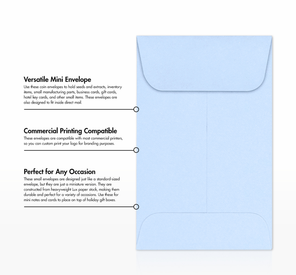 Baby Blue 32lb #1 Coin Envelopes (2 1/4 x 3 1/2)