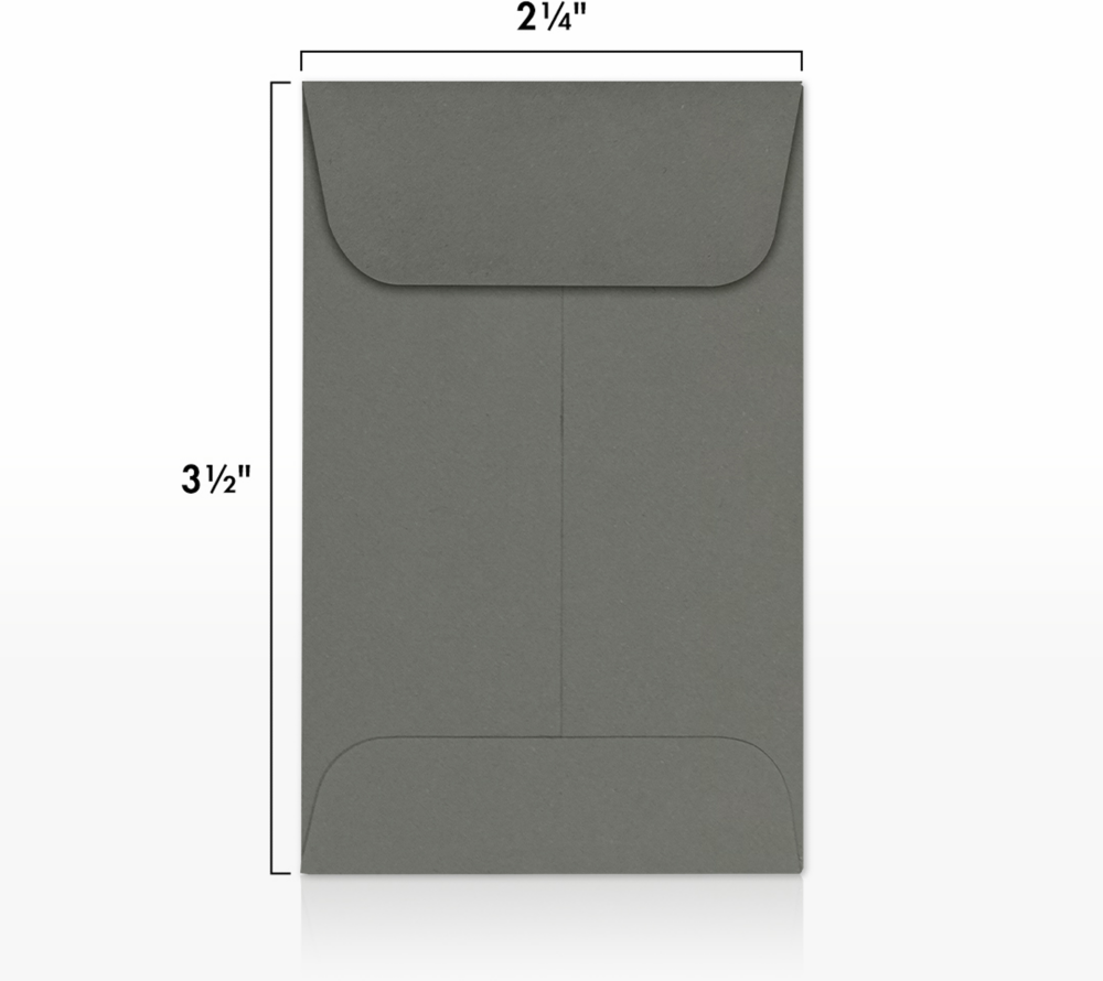 Dark Smoke Gray 32lb #1 Coin Envelopes (2 1/4 x 3 1/2)