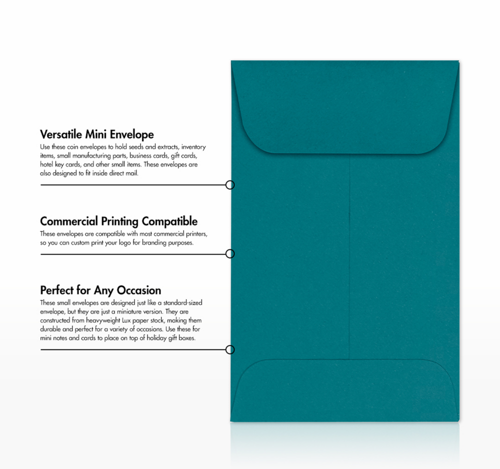 Teal Blue 32lb #1 Coin Envelopes (2 1/4 x 3 1/2)