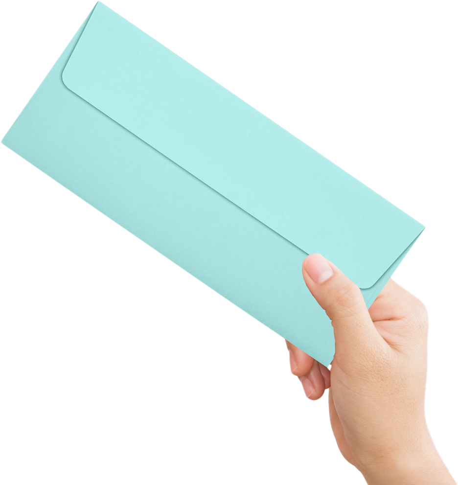Seafoam Aqua Blue 32lb #10 Square Flap Envelopes (4 1/8 x 9 1/2) with Peel & Seal