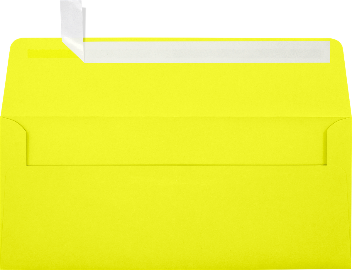 Citrus Yellow 32lb #10 Square Flap Envelopes (4 1/8 x 9 1/2) with Peel & Seal