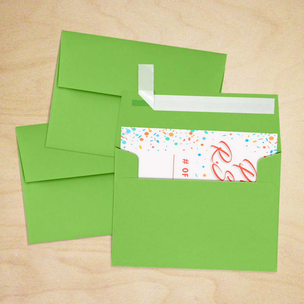 Lime Green 32lb A1 Invitation Envelopes (3 5/8 x 5 1/8) with Peel & Seal