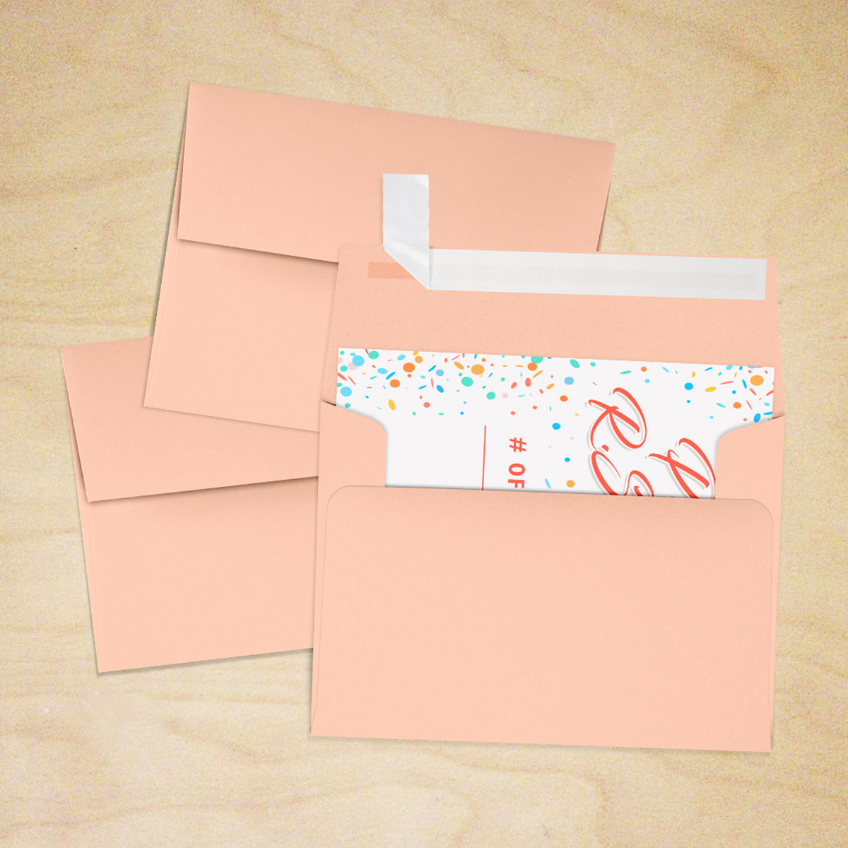 Blush Pink 32lb A2 Invitation Envelopes (4 3/8 x 5 3/4) with Peel & Seal