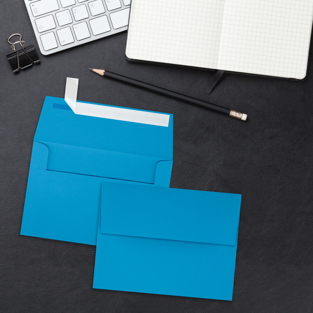 Pool Blue 32lb A4 Invitation Envelopes (4 1/4 x 6 1/4) with Peel & Seal