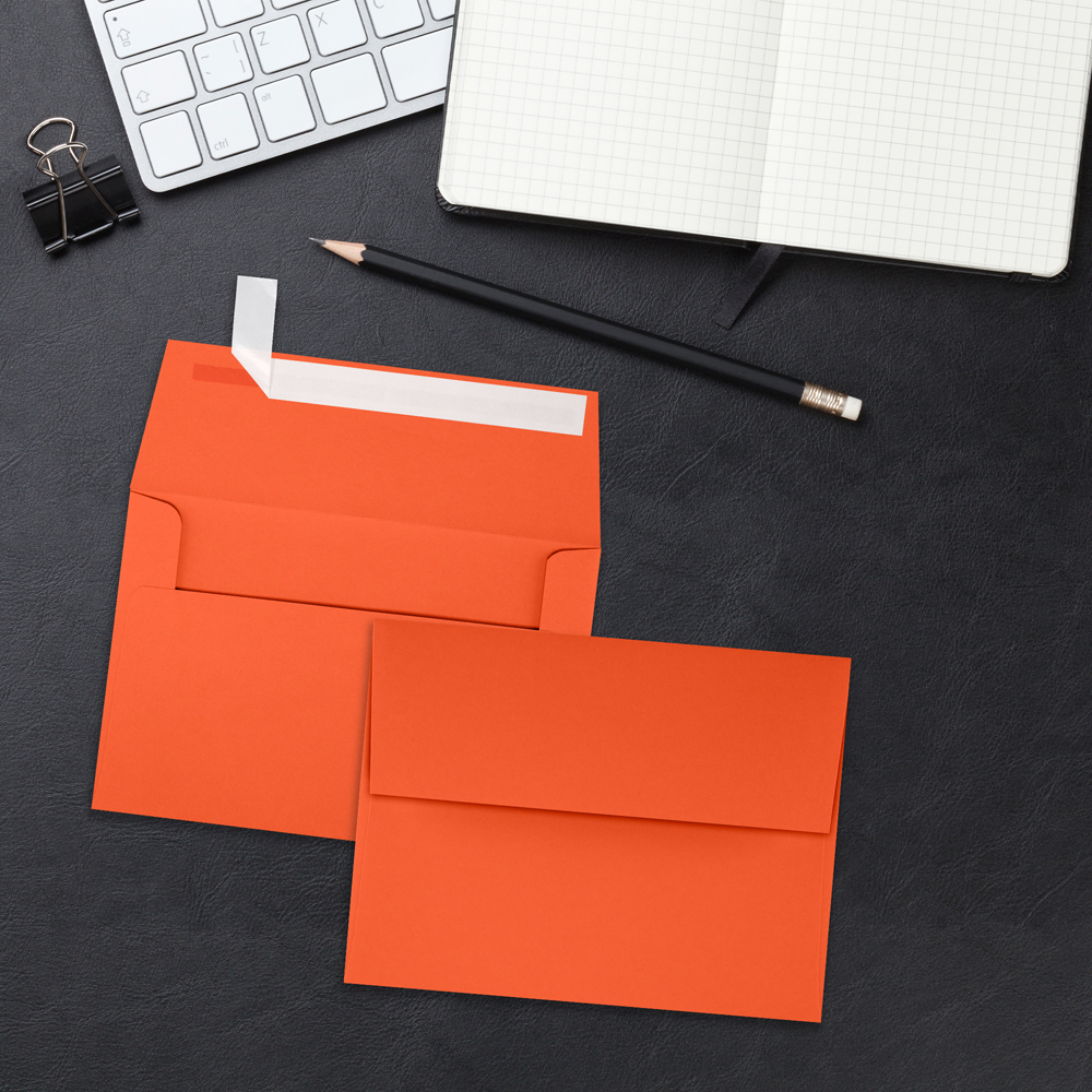Mandarin Orange 32lb A4 Invitation Envelopes (4 1/4 x 6 1/4) with Peel & Seal