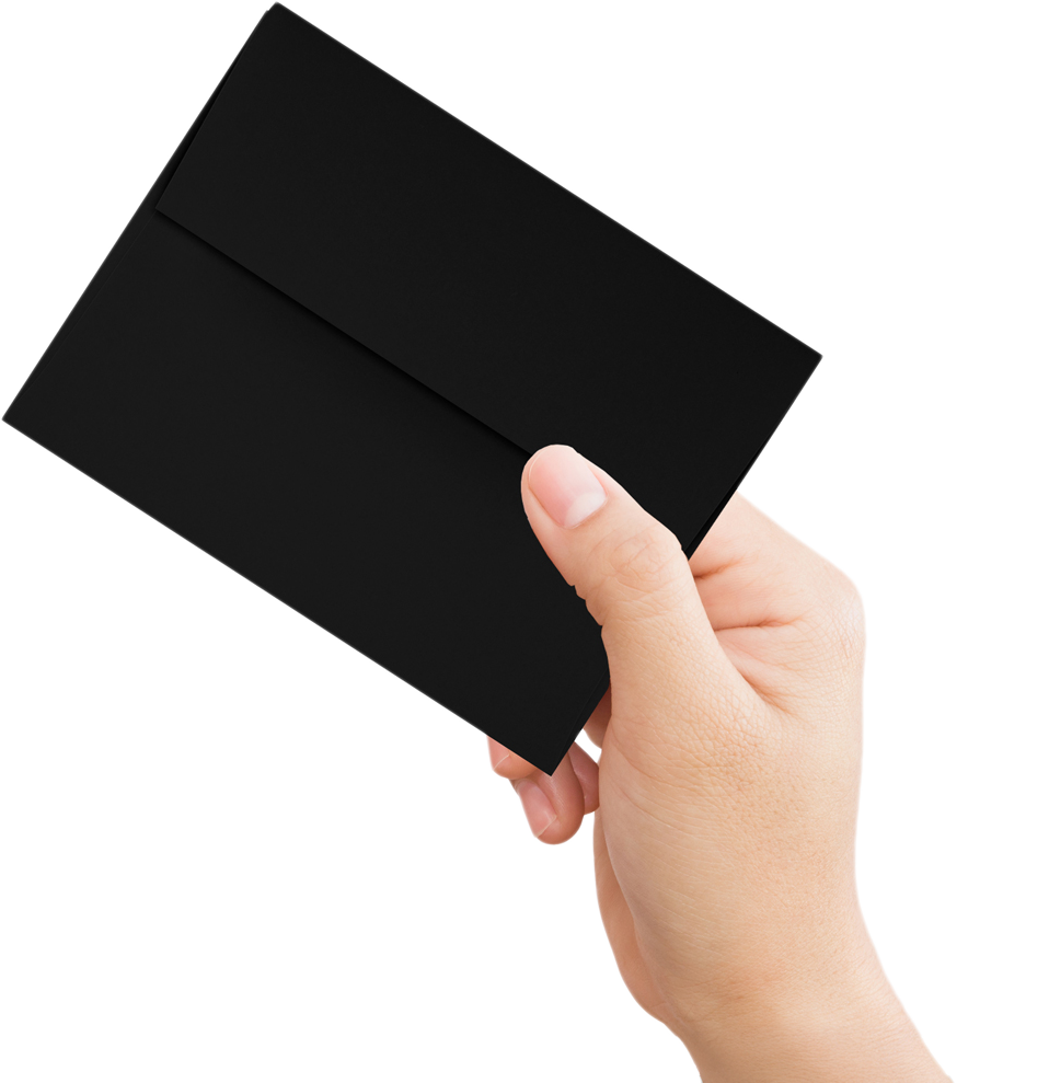 Smooth Midnight Black 32lb A4 Invitation Envelopes (4 1/4 x 6 1/4) with Peel & Seal
