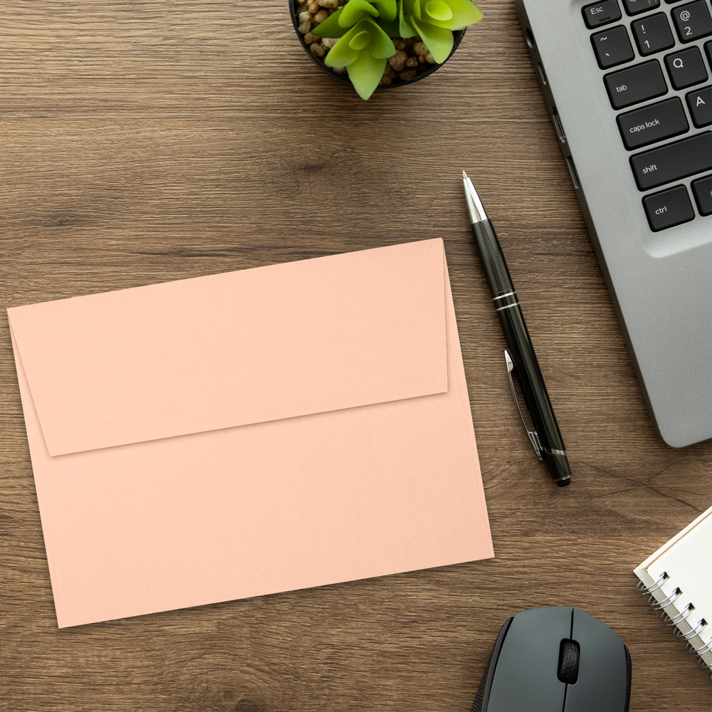 Blush Pink 32lb A6 Invitation Envelopes (4 3/4 x 6 1/2) with Peel & Seal