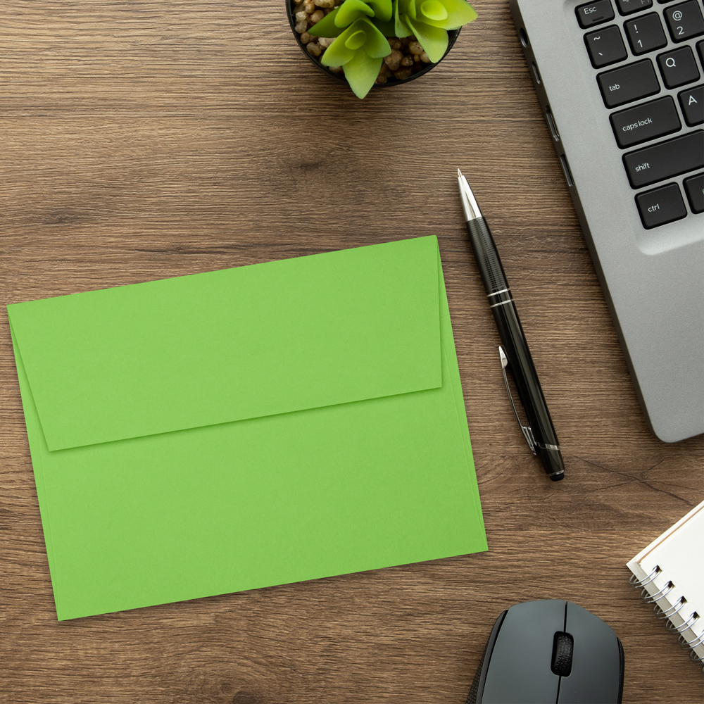 Lime Green 32lb A6 Invitation Envelopes (4 3/4 x 6 1/2) with Peel & Seal