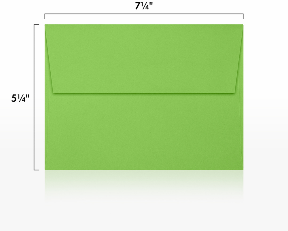 Lime Green 32lb A7 Invitation Envelopes (5 1/4 x 7 1/4) with Peel & Seal
