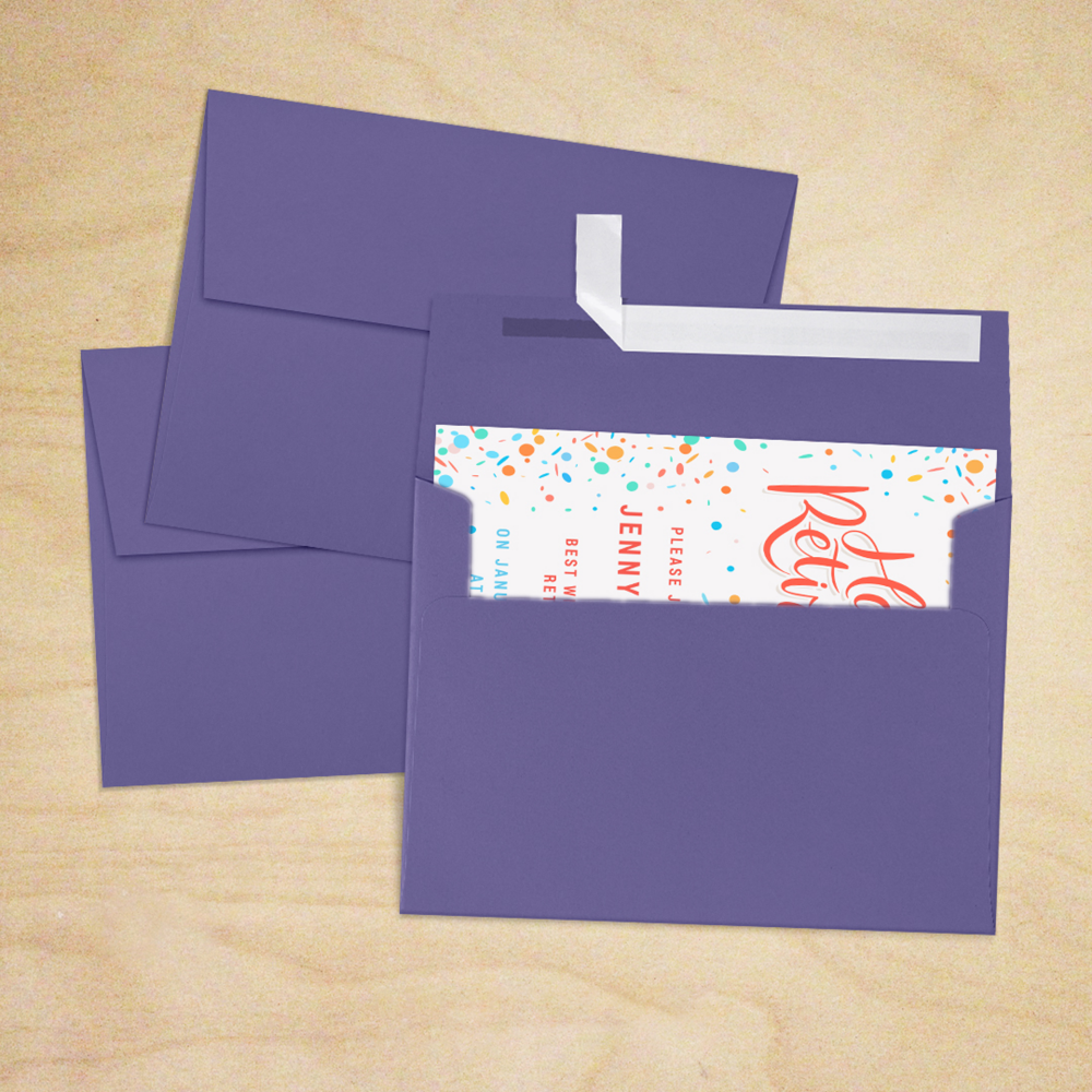 Wisteria Purple 32lb A7 Invitation Envelopes (5 1/4 x 7 1/4) with Peel & Seal