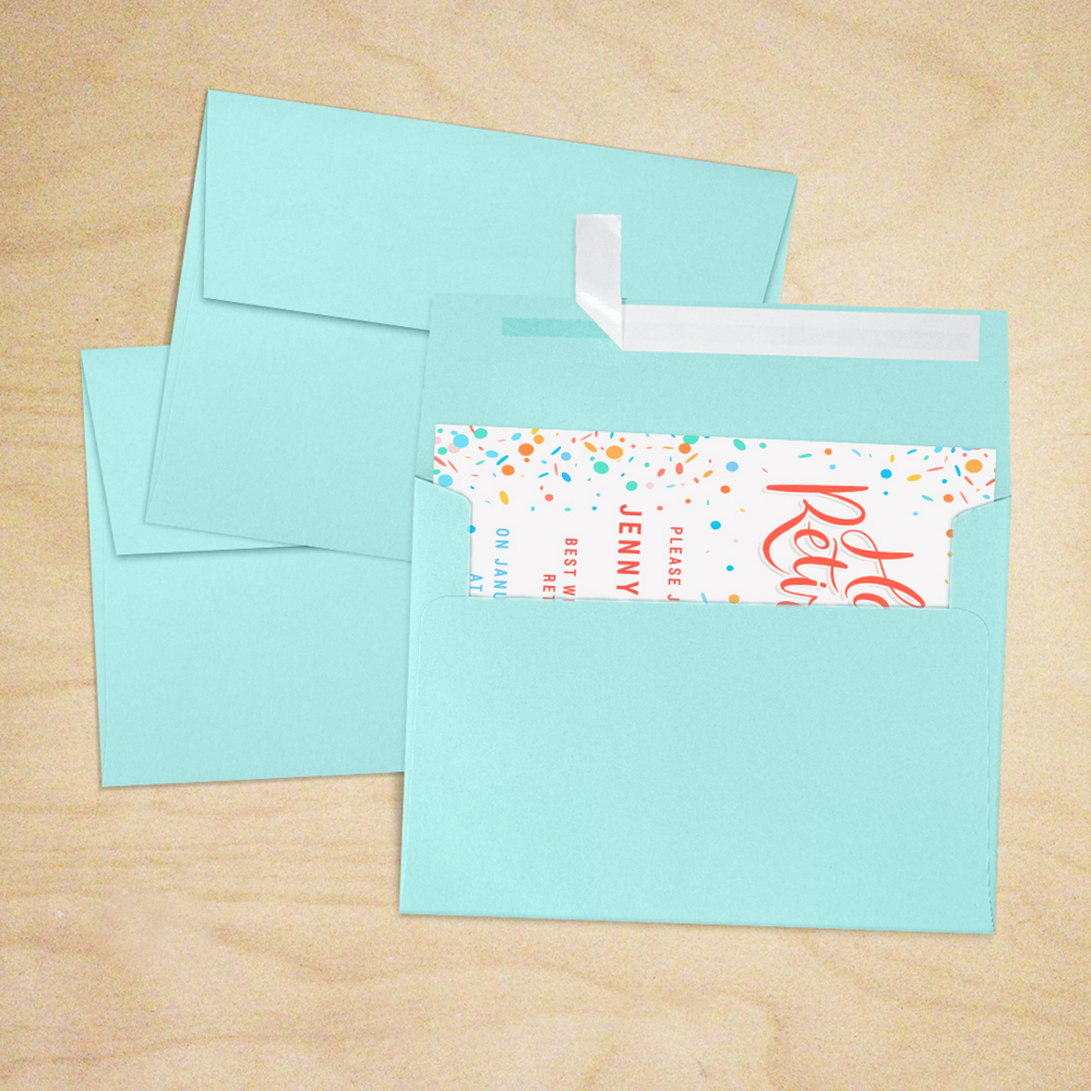 Seafoam Aqua Blue 32lb A7 Invitation Envelopes (5 1/4 x 7 1/4) with Peel & Seal