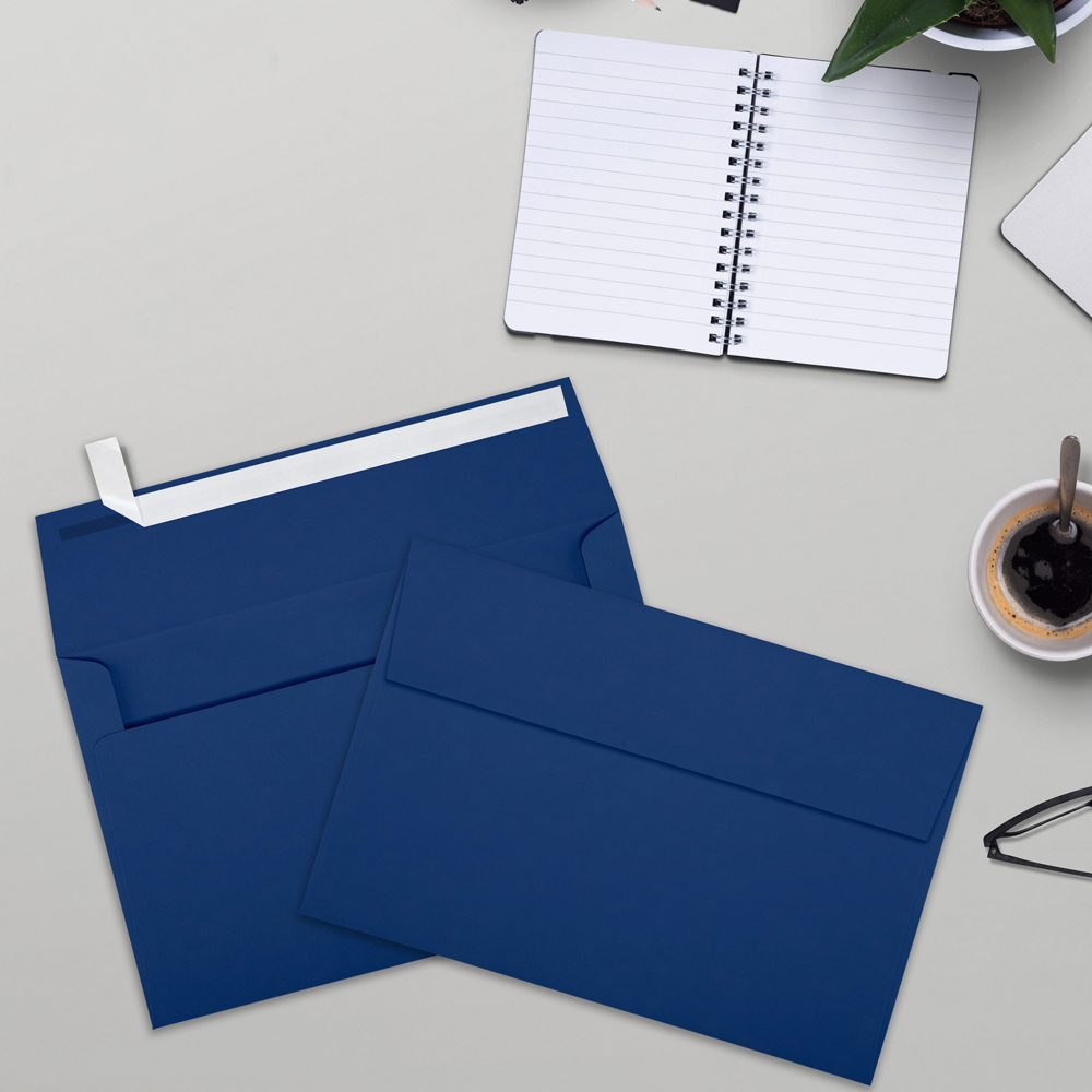 Navy Blue 32lb A9 Invitation Envelopes (5 3/4 x 8 3/4) with Peel & Seal