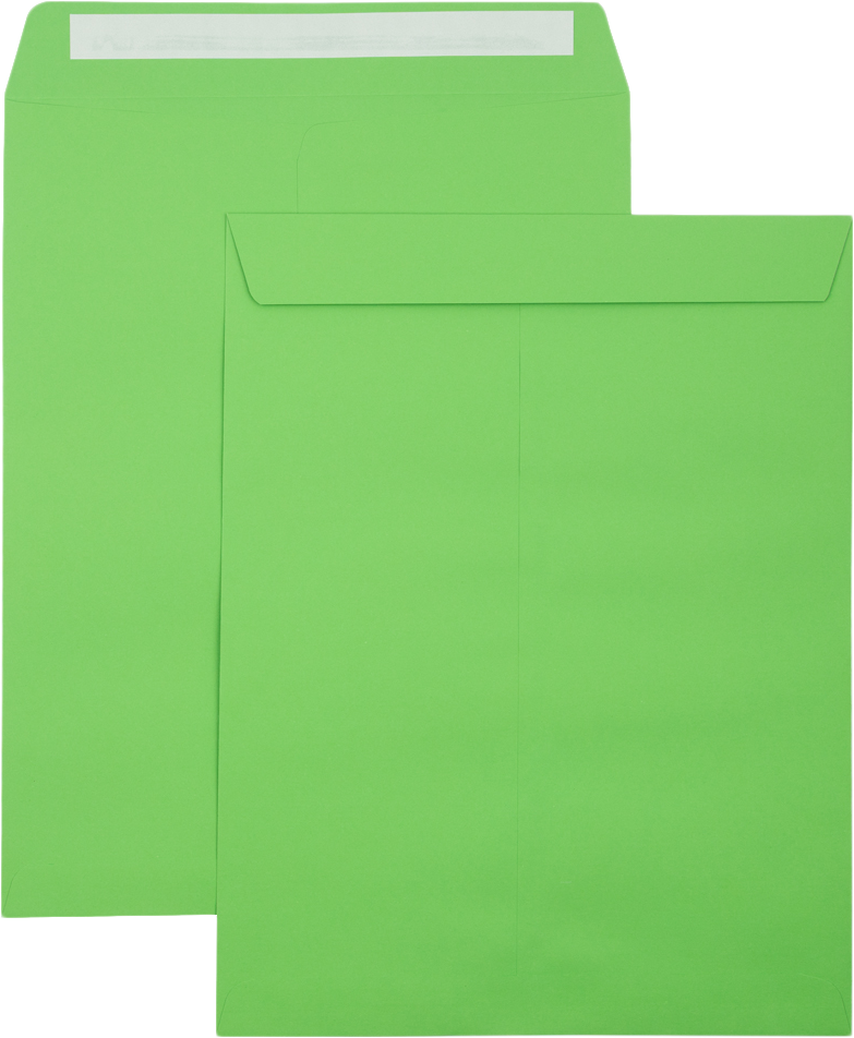 Lime Green 32lb 10 x 13 Open End Envelopes with Peel & Seal