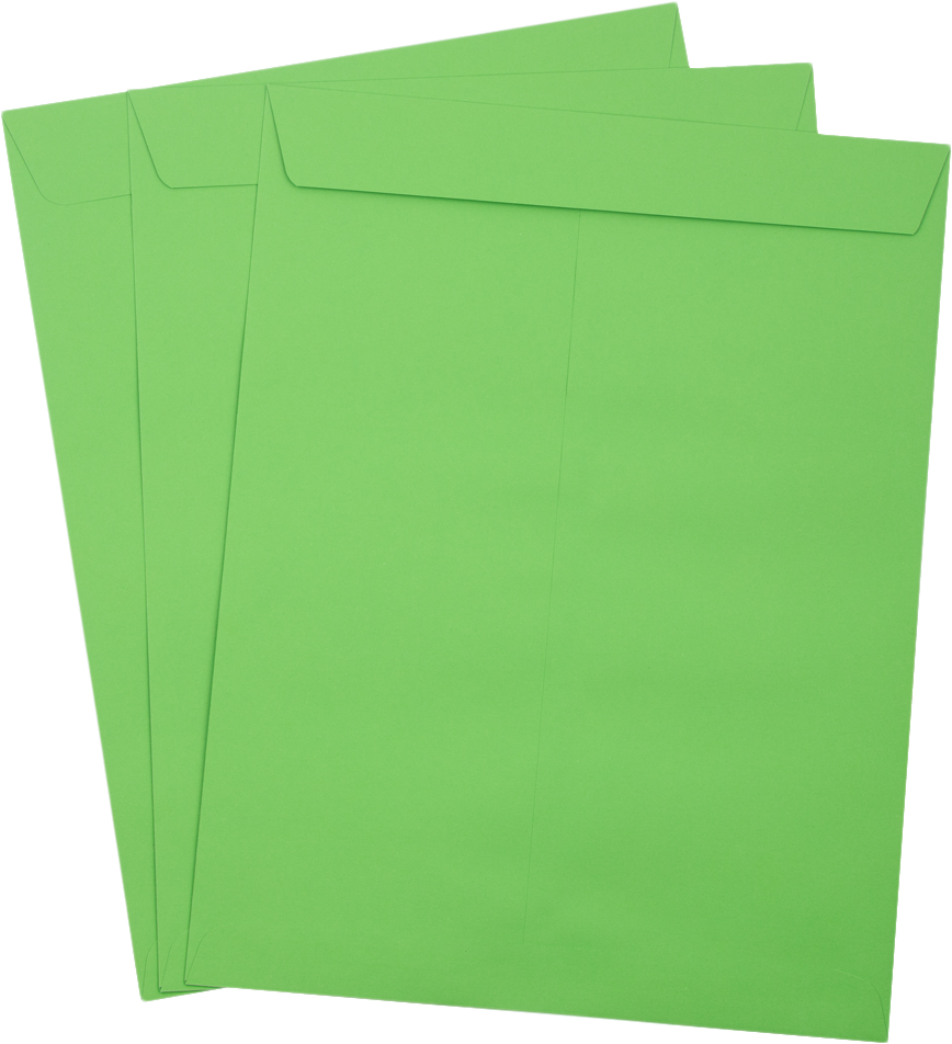 Lime Green 32lb 10 x 13 Open End Envelopes with Peel & Seal