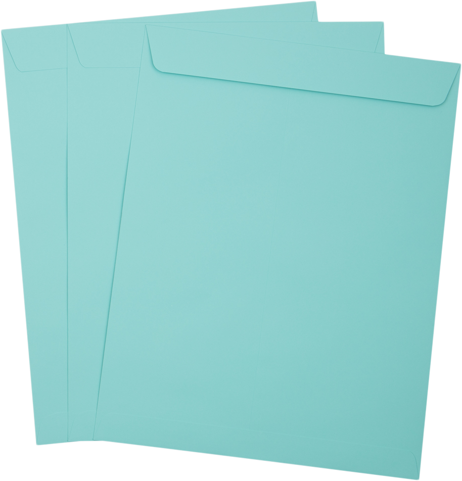 Seafoam Aqua Blue 32lb 10 x 13 Open End Envelopes with Peel & Seal