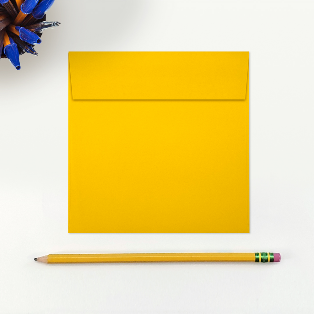 Sunflower Yellow 32lb 5 x 5 Square Envelopes with Peel & Seal