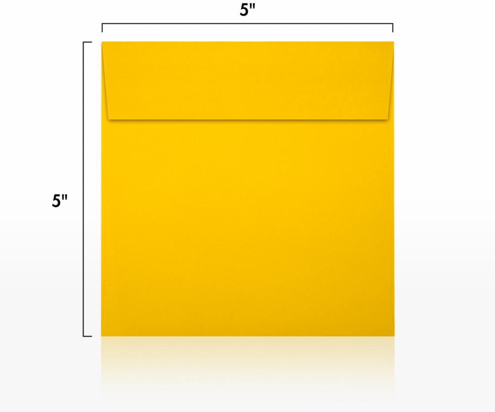 Sunflower Yellow 32lb 5 x 5 Square Envelopes with Peel & Seal