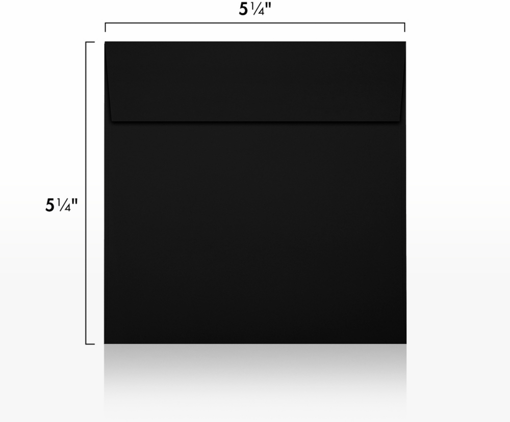 Smooth Midnight Black 32lb 5 1/4 x 5 1/4 Square Envelopes with Peel & Seal