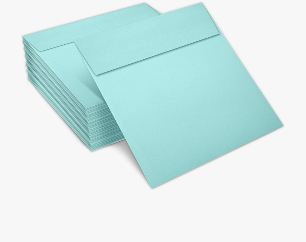 Seafoam Aqua Blue 32lb 5 1/2 x 5 1/2 Square Envelopes with Peel & Seal