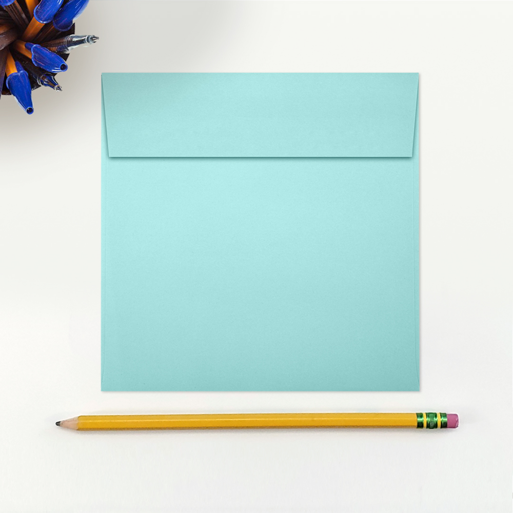 Seafoam Aqua Blue 32lb 5 1/2 x 5 1/2 Square Envelopes with Peel & Seal