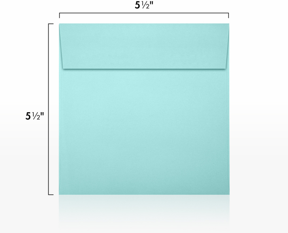 Seafoam Aqua Blue 32lb 5 1/2 x 5 1/2 Square Envelopes with Peel & Seal