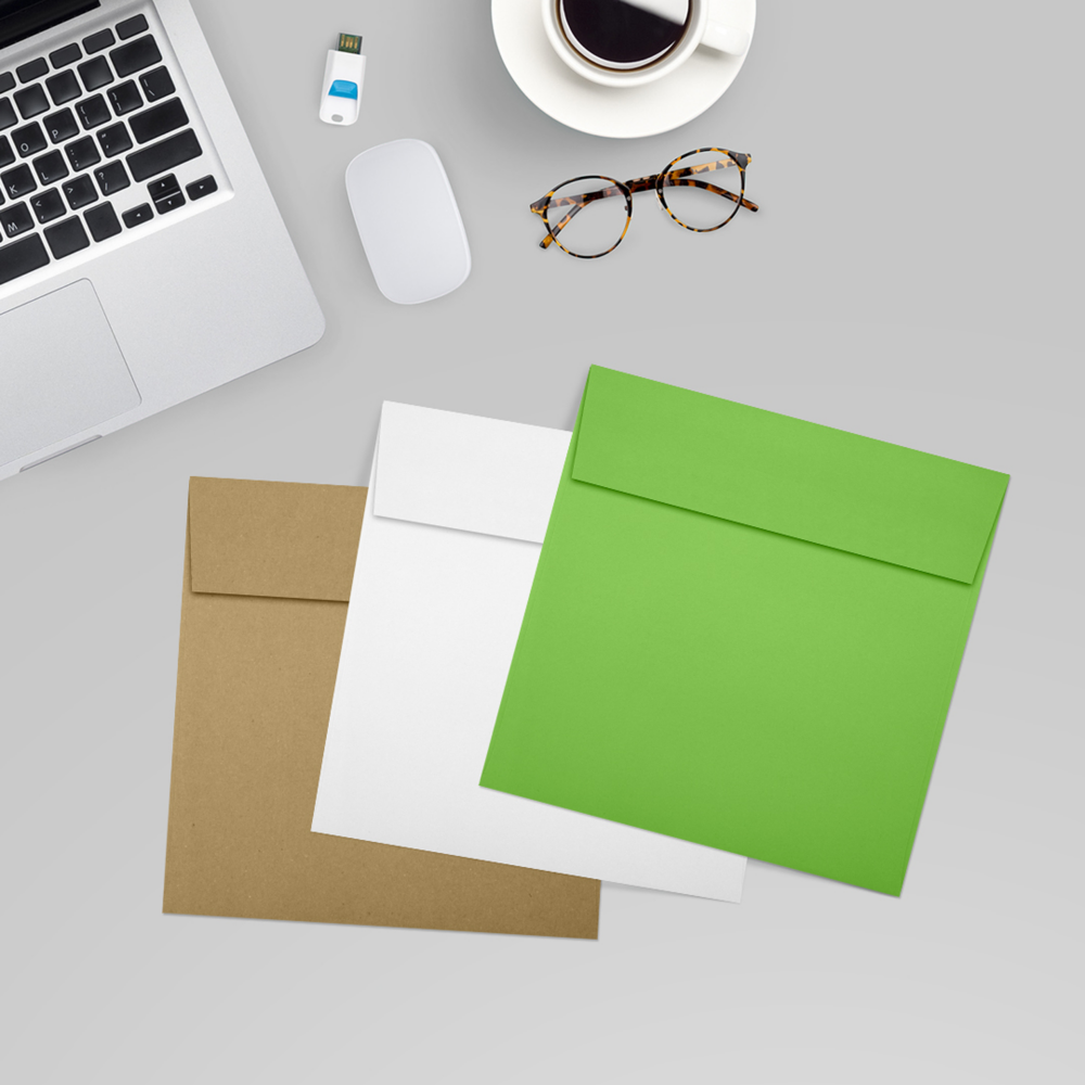 Lime Green 32lb 6 x 6 Square Envelopes with Peel & Seal