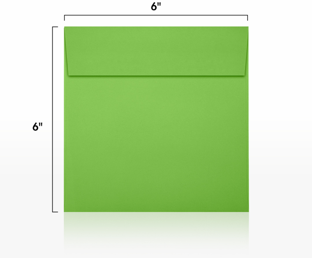 Lime Green 32lb 6 x 6 Square Envelopes with Peel & Seal
