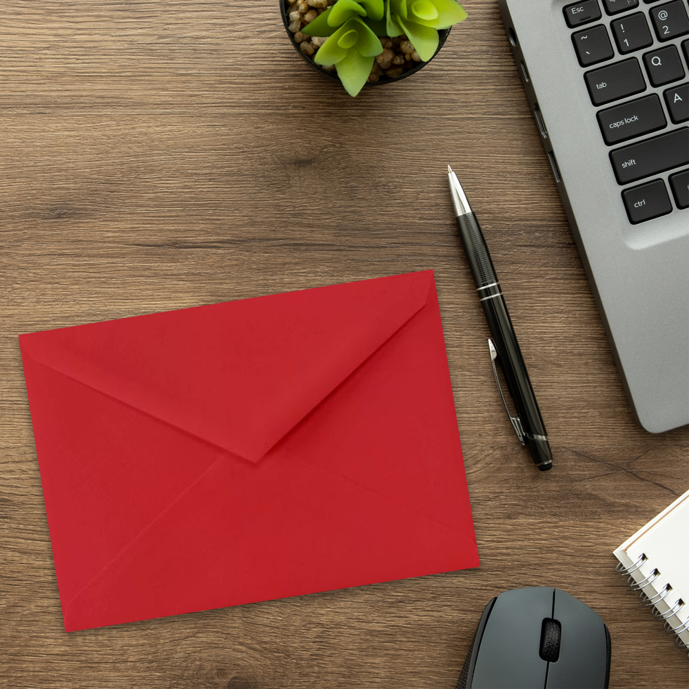 Red 32lb Lee BAR V Flap Envelopes (5 1/4 x 7 1/4)